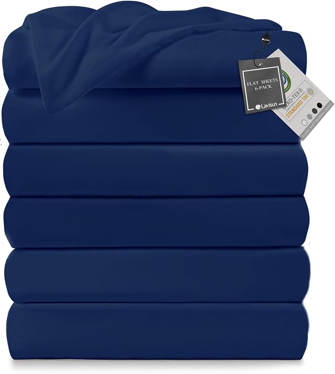 Lavisun King Flat Sheets 6 Pack, Brushed Microfiber Bed Sheets, Soft & by Lavisun