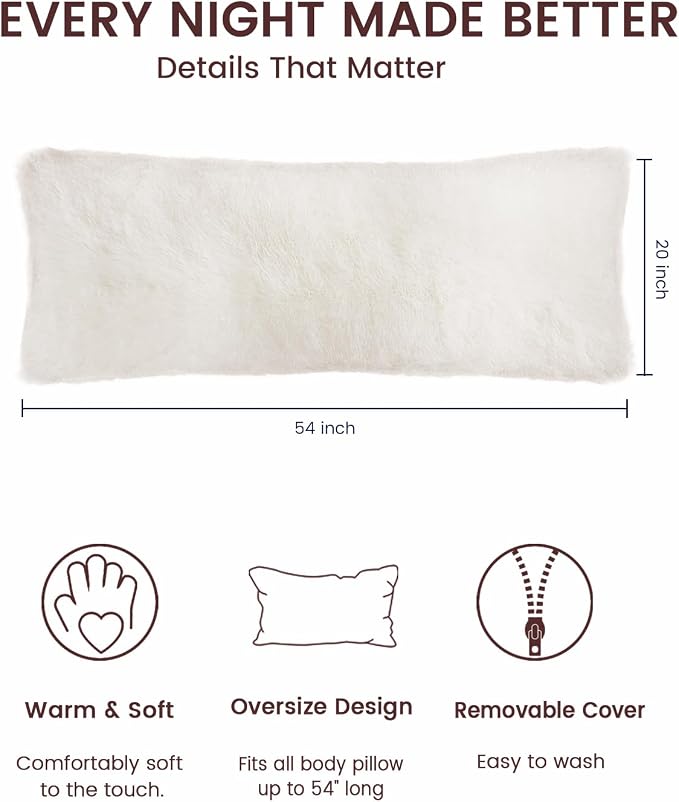 ZonLi Fuzzy Body Pillow Cover, 20 x 54 Pillowcase, Faux Fur Long Pillow Cover - Image 4