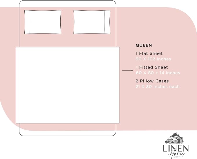 Linen Home 100% Cotton Percale Sheets Queen Size, English Rose, Deep Pocket - Image 6