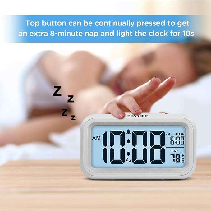 Peakeep Night Light Digital Alarm Clock Battery Operated - Image 3