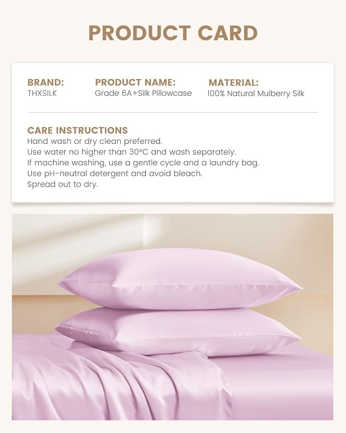 THXSILK Set of 2 100% Mulberry Silk Pillowcase - Image 8