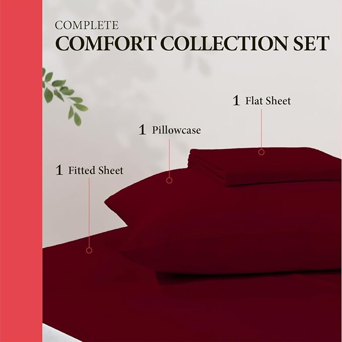 100% Egyptian Cotton Twin Bed Sheets Set - Image 3