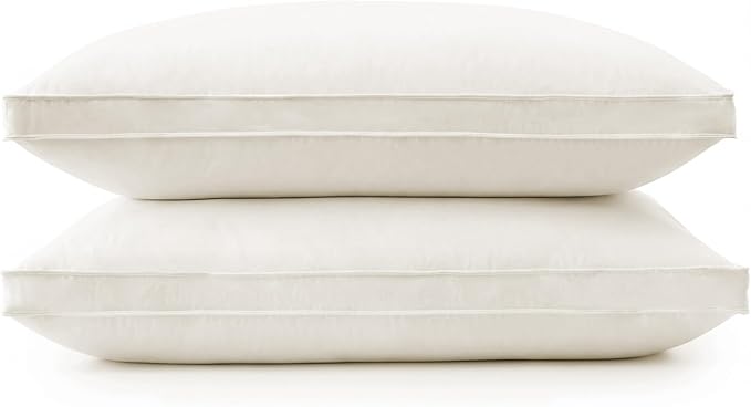 puredown® Gusseted Goose Feather Down Pillows, 100% Organic Cotton Cover by Puredown