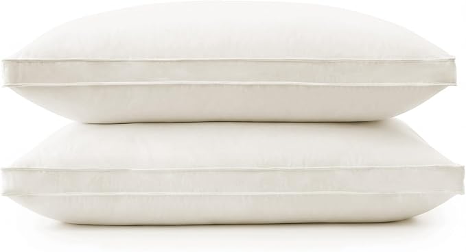 puredown® Gusseted Goose Feather Down Pillows, 100% Organic Cotton Cover by Puredown