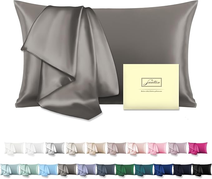 Mulberry Silk Pillowcase for Hair and Skin Standard Size 20"X 26" Pillow Case by Suatien