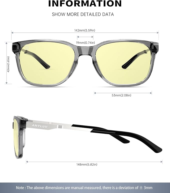 ANYLUV Blue Light Glasses for Men, Lightweight Computer Gaming Glasses - Image 3