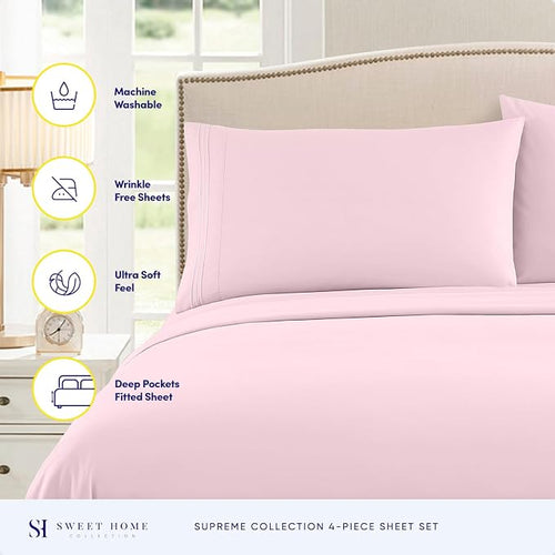 1800 Thread Count Sheet Set – Soft Egyptian Quality Brushed Microfiber Sheets – - Image 2