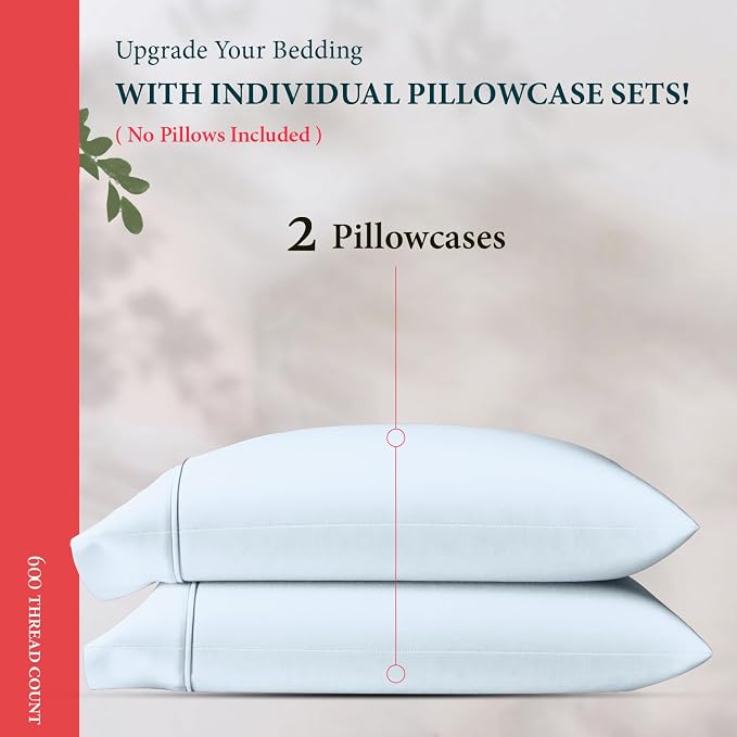100% Egyptian Cotton King Pillow Case Set of 2 - Image 3