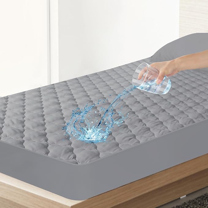 Twin Mattress Protector Pad Waterproof Quilted, Breathable & Cooling Twin Size - Image 2