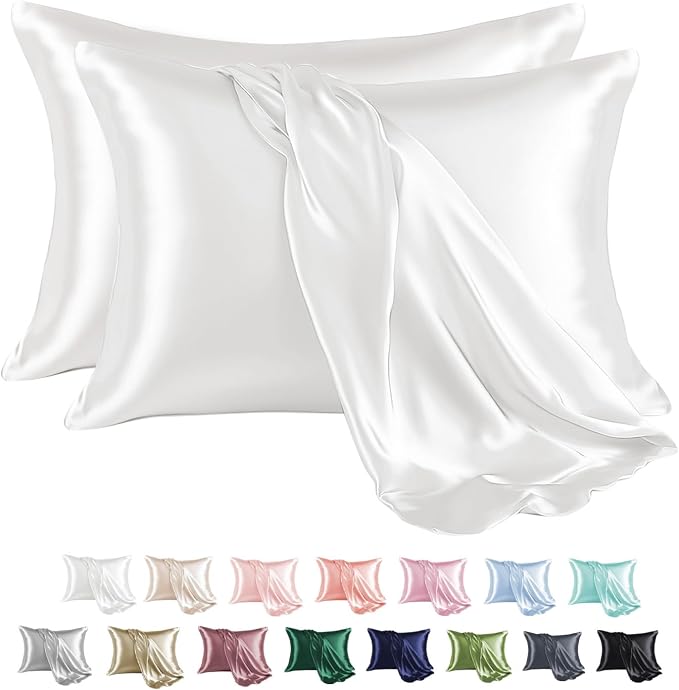 MR&HM Satin Pillowcase for Hair and Skin, Silk Satin Pillowcase 2 Pack by MRHM