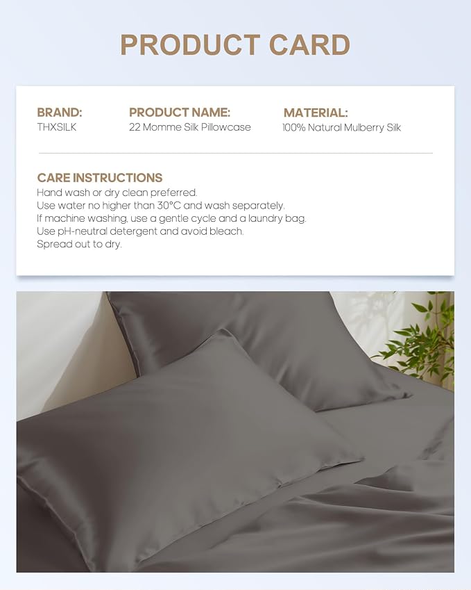 THXSILK 100% Mulberry Silk Pillow Case, Real Silk Pillowcase - Image 8