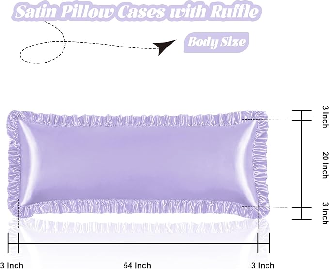 Homiest Ruffle Satin Body Pillow Cover, Silky Satin Body Pillowcase - Image 3