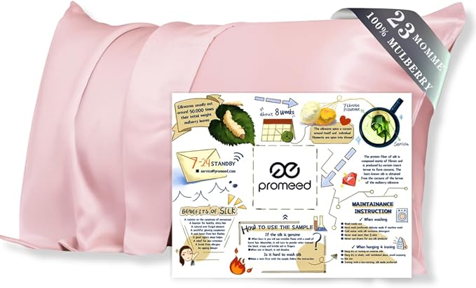 PROMEED 23 Momme Grade 6A+ Pink Silk Pillowcase by PromeedTextile