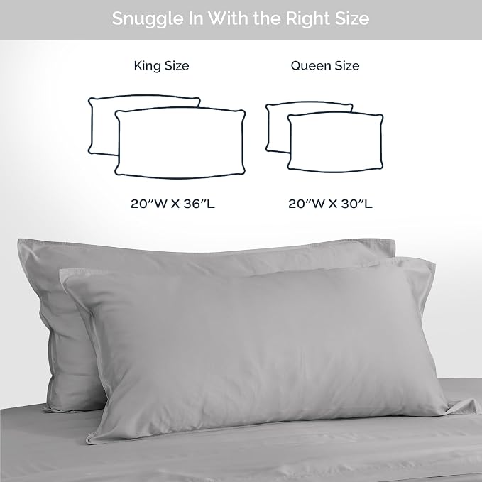 Pillow Cases Queen Size Set of 2 Pillowcases 100% Viscose from Bamboo Cooling - Image 6