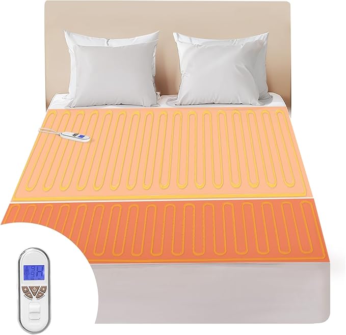 Bwarm Premium Multi-Zone Electric Heated Mattress Pad Twin XL Size, 9 Heat by Bwarm