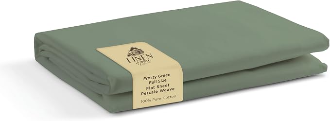 Linen Home 100% Cotton Percale 1 Flat Sheet, Full Size by LINENHOME