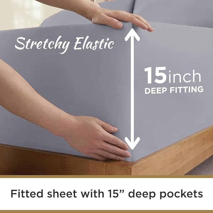Ultra Soft Microfiber Full XL Fitted Sheets – 1800 Thread Count, Deep 15” Pocket - Image 7