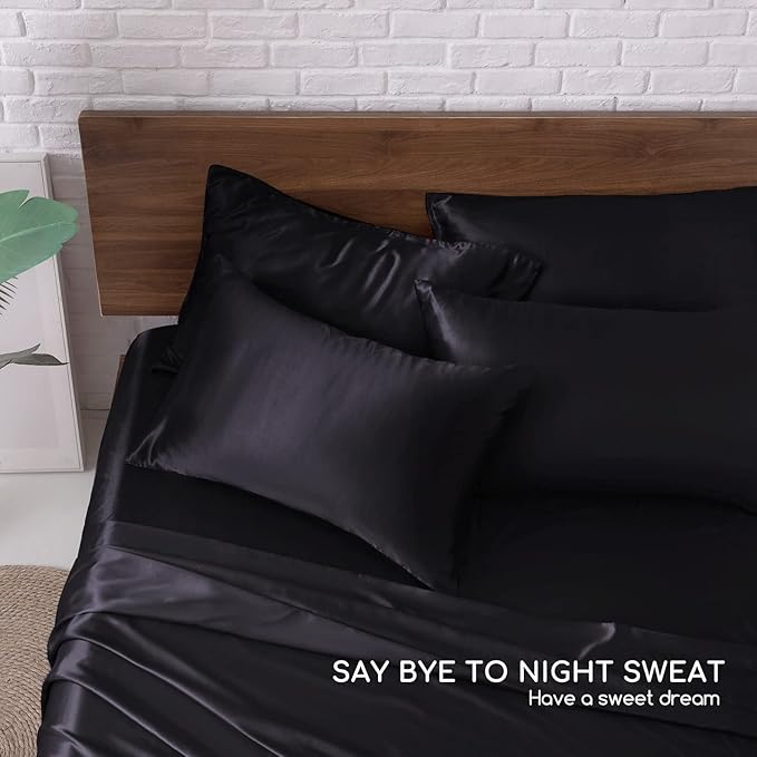 MR&HM Satin Bed Sheets, Full Size Sheets Set - Image 5