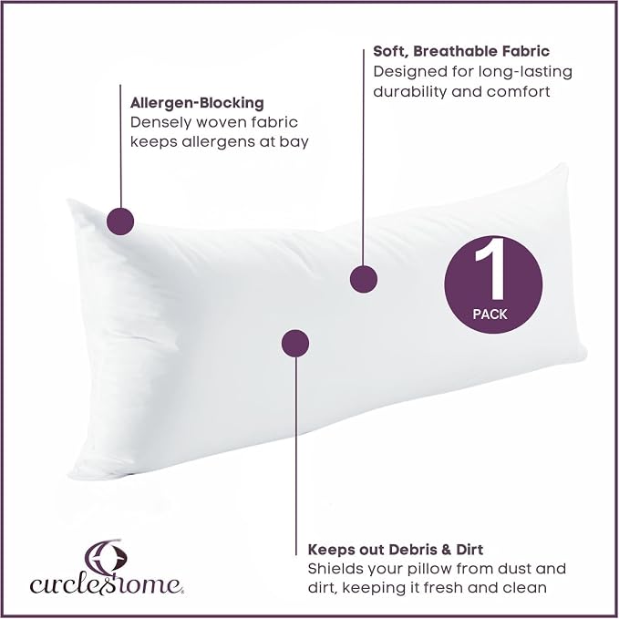 CirclesHome Pillow Protectors Single Pack Body Zippered - Image 3