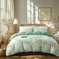 OAITE Duvet Cover Queen Size, Reversible Leaf Green Duvet Cover Set by OAITE