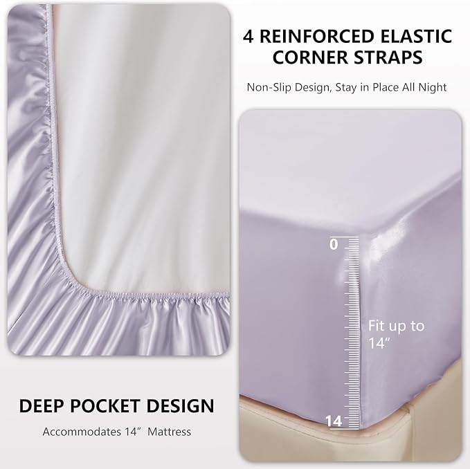 CozyLux Satin Sheets King Size Sheet Set - Image 4