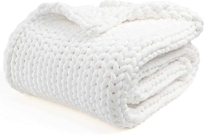 YnM Velvet Weighted Blanket, Handmade Chunky Knitted Design, Soft and Cozy by YNM