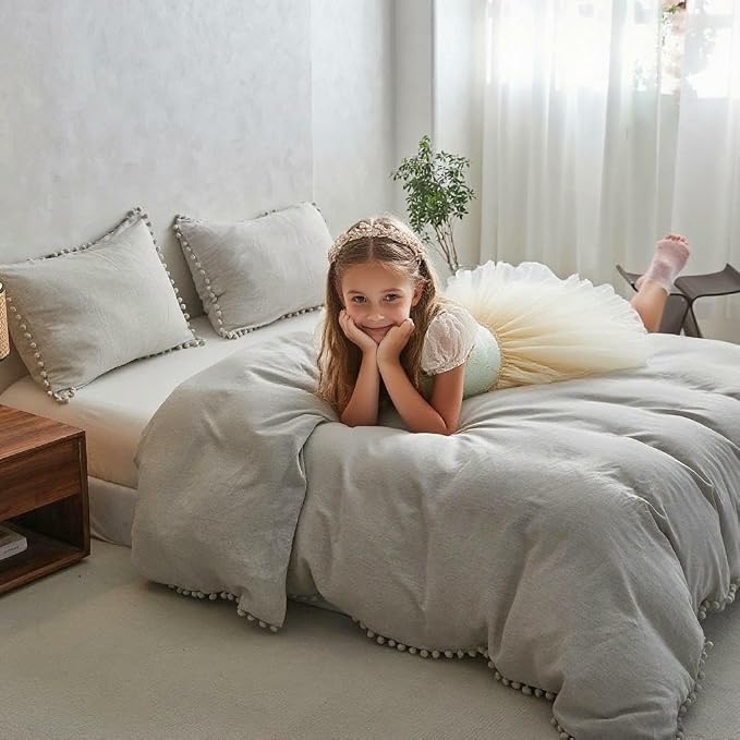 Simple&Opulence French Linen Blended Duvet Cover King, Flax Viscose Derived - Image 9