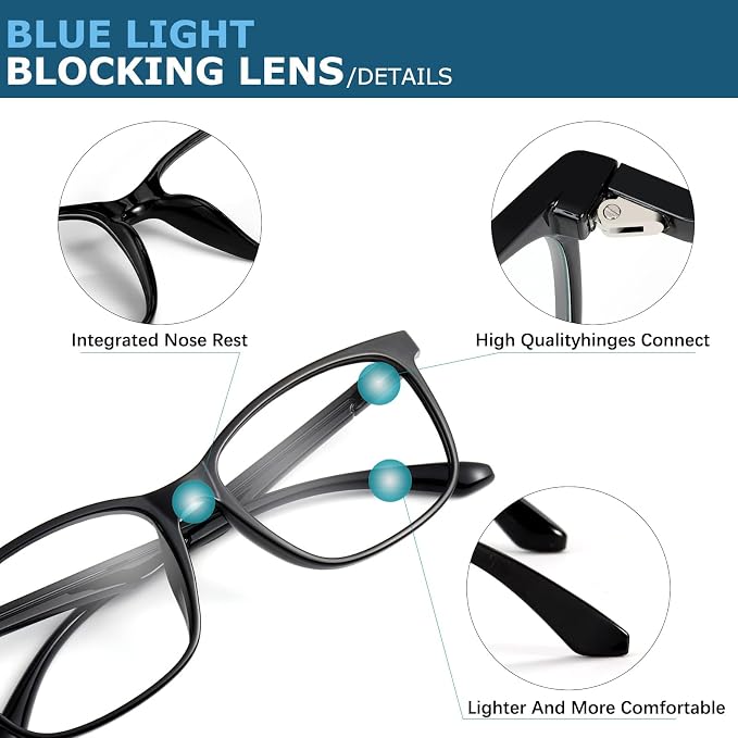 Oilway Blue-Light Blocking Glasses Computer Reading/Gaming/TV/Phones Glasses - Image 5