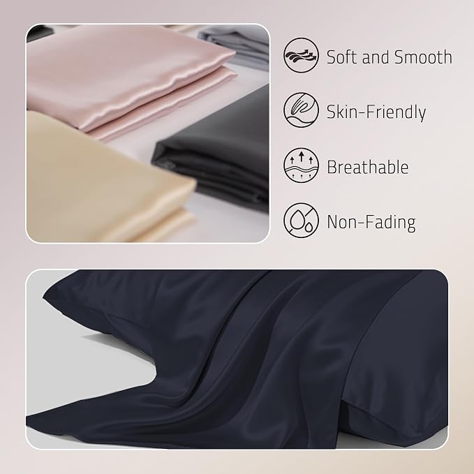 Gabire Mulberry Silk Pillow Cases Set of 2, Both Sides Real Silk Pillow Cover - Image 2