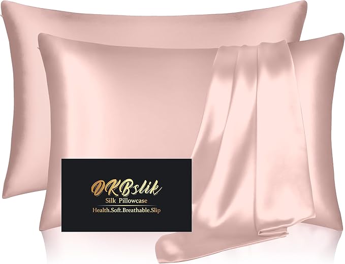 Silk Pillow Cases 2 Pack, Mulberry Silk Pillowcases Standard Set of 2, Anti Acne by HOME
