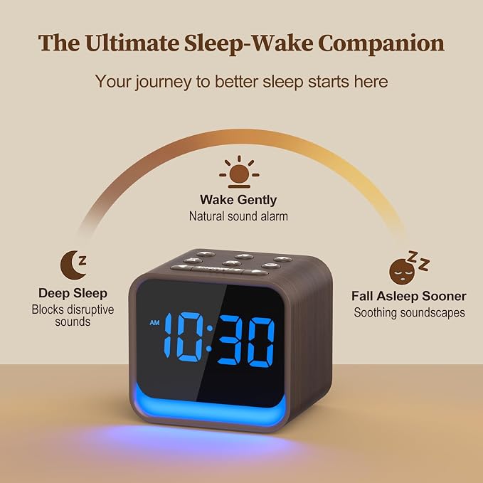 Housbay Wooden Sound Machine Alarm Clock - Image 2