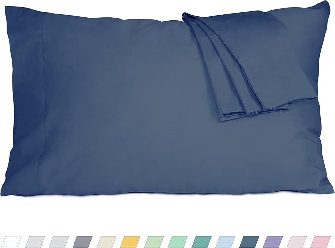 Pillow Cases, Standard Queen Size Cotton Percale Weave Pillowcases, Pre-Shrunk by HOMTEC