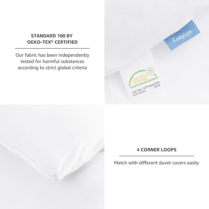 CozyLux Full Size Comforter Set White, 3 Pieces Solid Breathable Quilted - Image 5