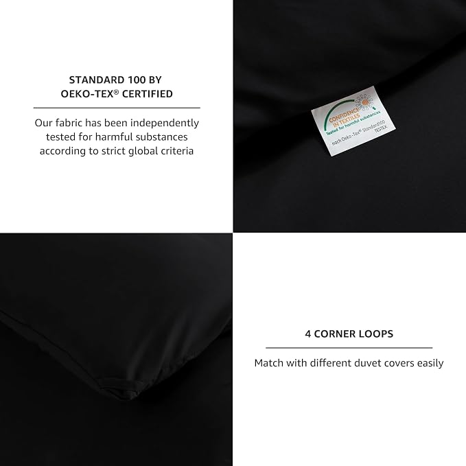 CozyLux Oversized King Comforter Set Black, 3 Pieces 120x98 Solid Breathable - Image 5
