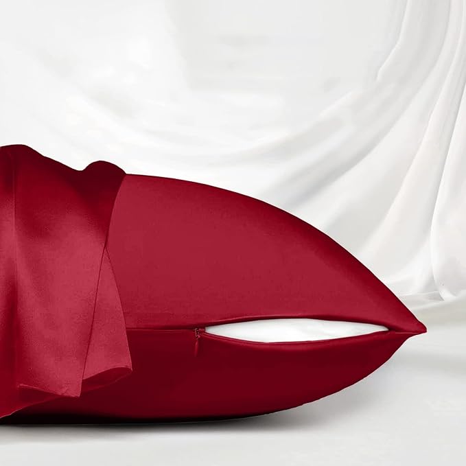 Red Silk Pillow Cases for Hair and Skin Made in USA, 22 Momme, Anti Acne Silk - Image 4