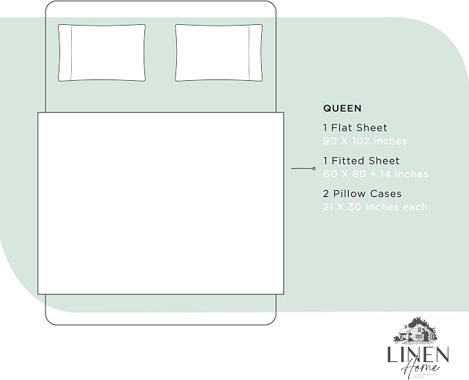 Linen Home 100% Cotton Percale Sheets Queen Size, Pastel Turk, Deep Pocket - Image 6