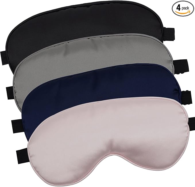 LERSVICVIL 4 Pack Eye Mask for Sleeping Silky Soft Satin Blindfold Adjustable by LERSVICVIL