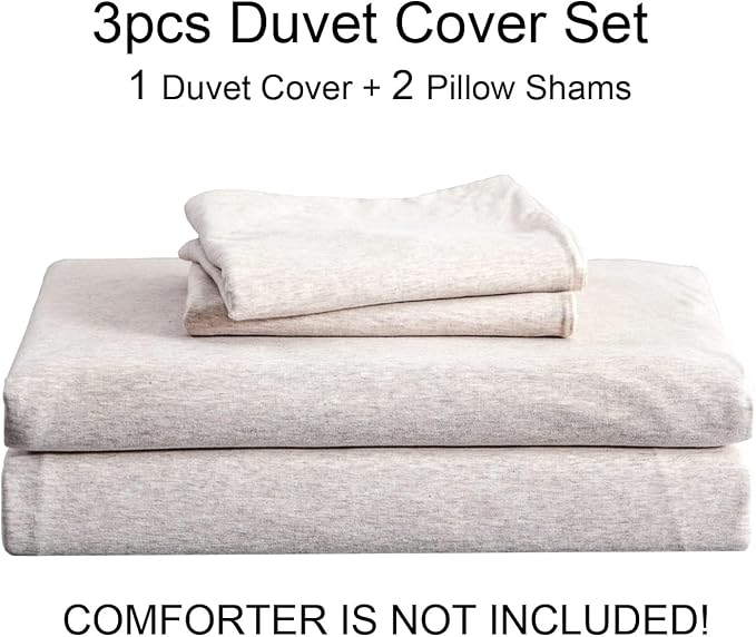 PURE ERA Jersey Knit Duvet Cover Set 100% T-Shirt Cotton Super Soft Comfy 3pc - Image 7