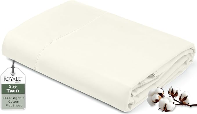 Royale Linens 100% Organic Cotton Twin Flat Sheet Only by ROYALELINENS