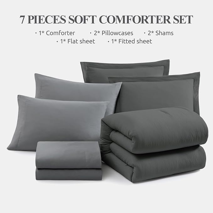 WRENSONGE Full Size Comforter Sets- 7 Pieces Soft Bed in a Bag - Image 8