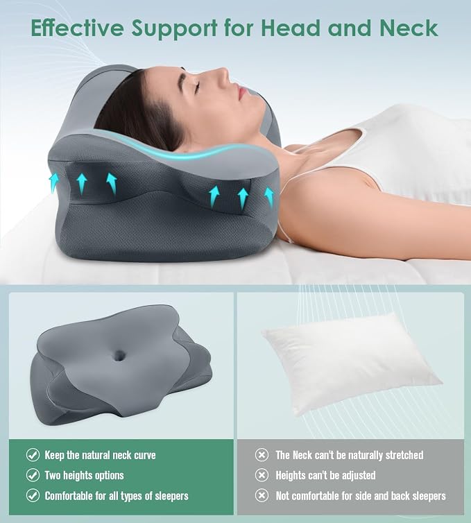DONAMA Cervical Pillow for Sleeping, Contour Memory Foam Pillow for Neck and - Image 7