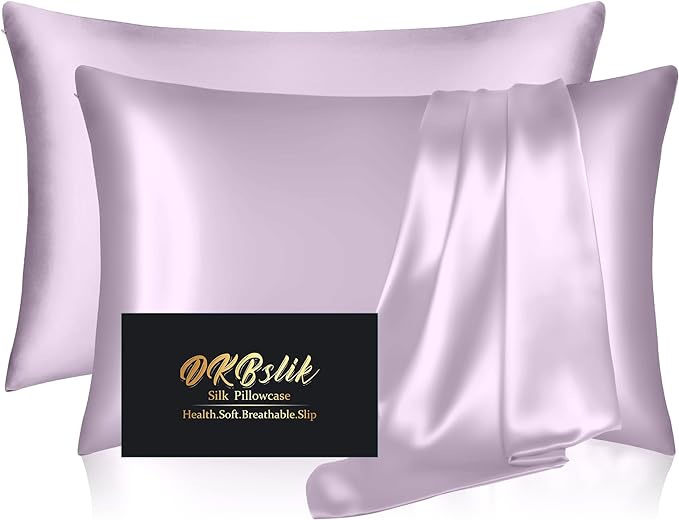 Silk Pillowcase 2 Pack, Mulberry Silk Pillow Cases Queen Size Set of 2 by HOME