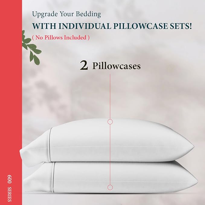 100% Egyptian Cotton King Pillow Case Set of 2 - Image 3