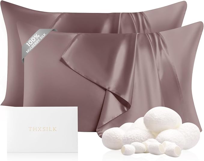 THXSILK Set of 2 Mulberry Silk Pillowcases by THXSILK