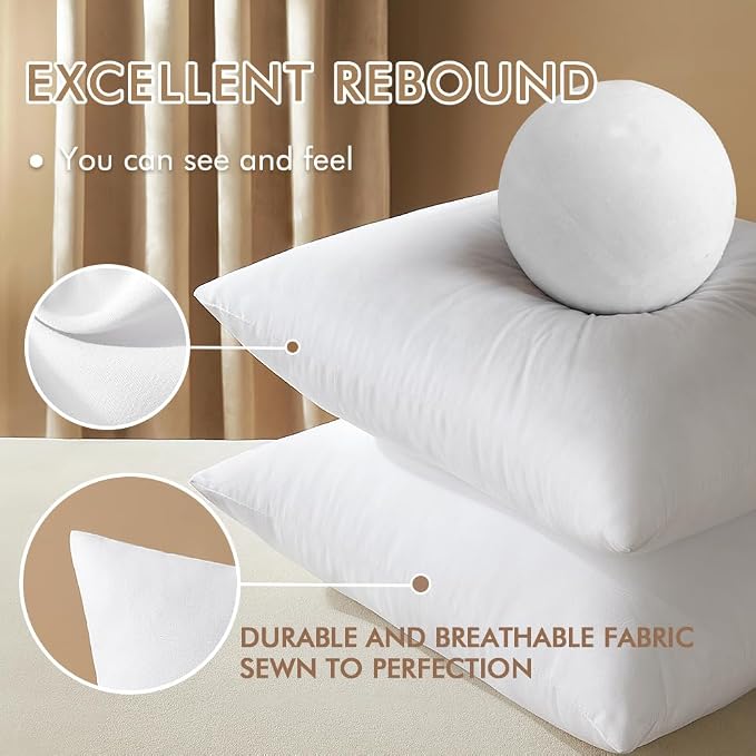 MIULEE 18x18 Inches Pillow Inserts Pack of 4, Decorative Throw Pillow Inserts - Image 3
