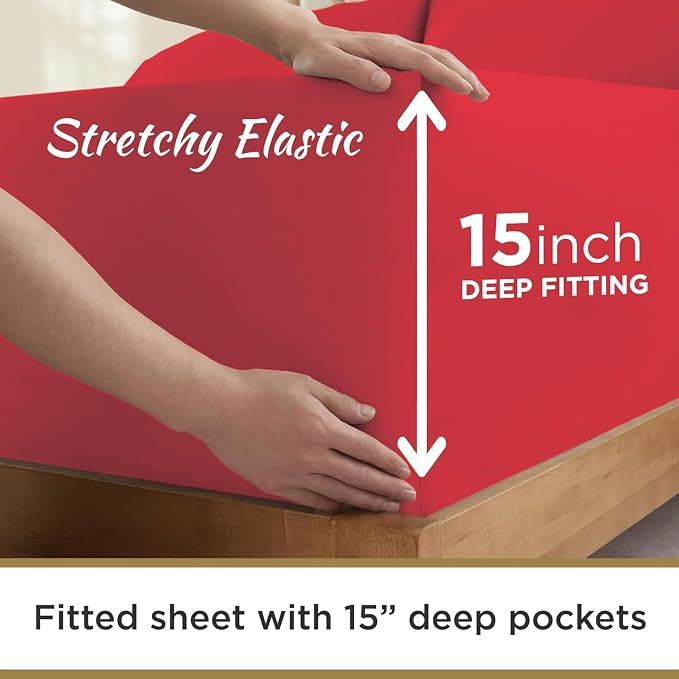 Knit Jersey 100% Cotton 2 Twin XL Fitted Bed Sheets Soft and Comfy - Image 3