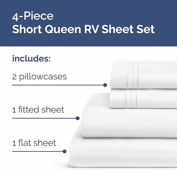 Short Queen Size 4 Piece Sheet Set - Image 2