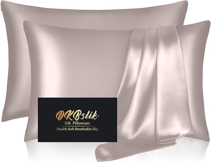 Silk Pillow Cases 2 Pack, Mulberry Silk Pillowcases Standard Set of 2, Anti Acne by HOME