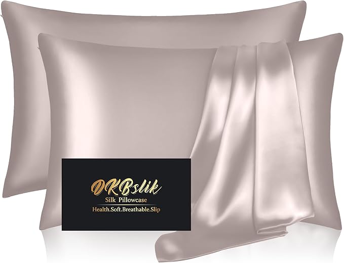 Silk Pillowcase 2 Pack, Mulberry Silk Pillow Cases Queen Size Set of 2 by HOME