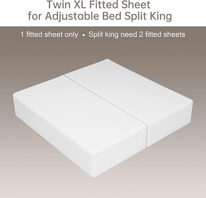 100% Egyptian Cotton Fitted Sheet Twin XL/Split King Size, 600 Thread Count - Image 4